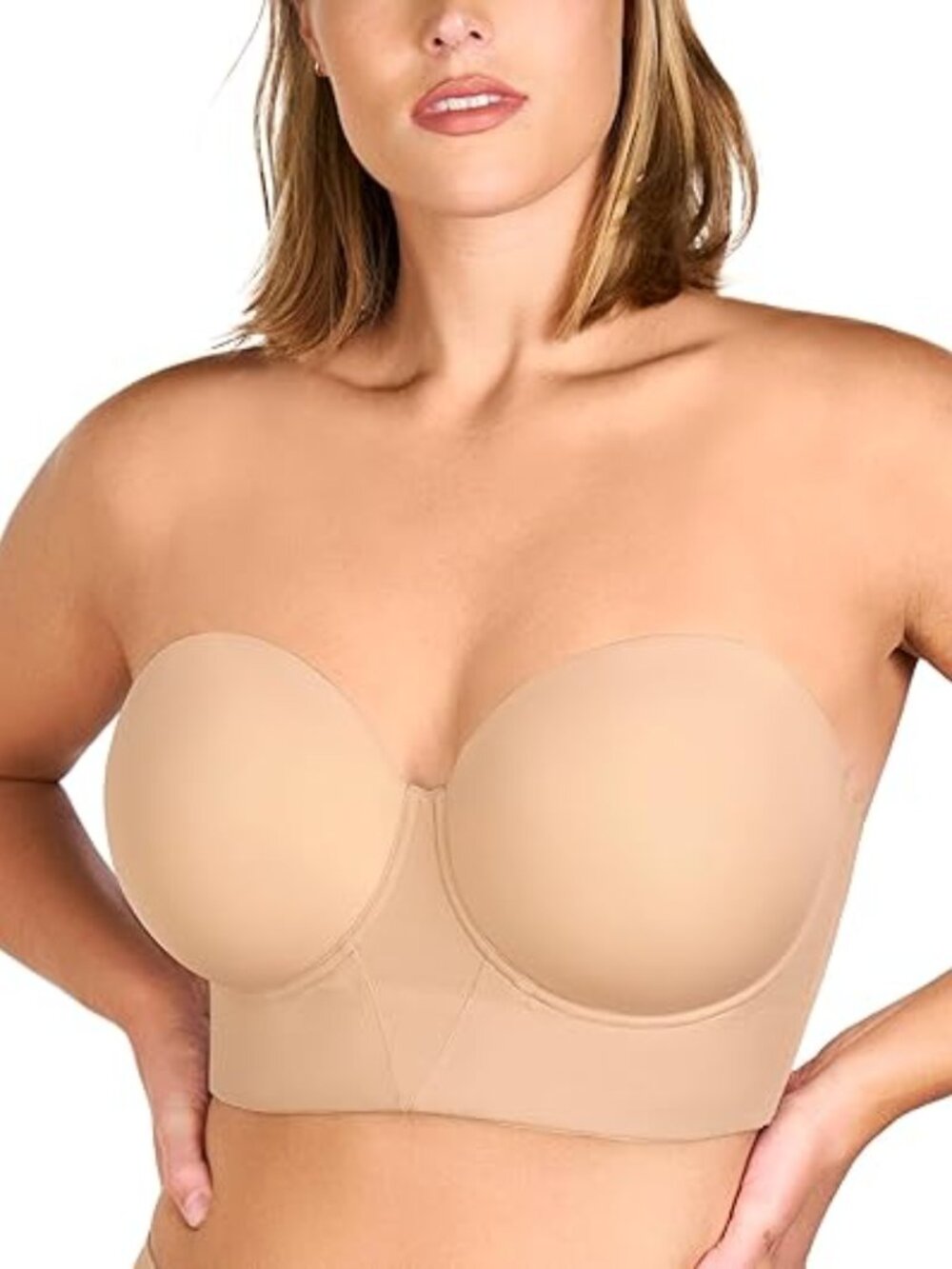 Strapless Longline Corset Bra for Large Bust Plus Size Supportive Minimizer
